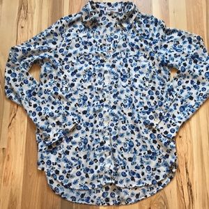 Blue and white floral express Portofino shirt